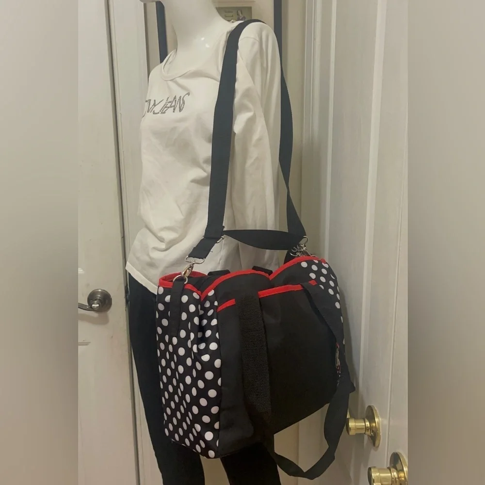 Disney Minnie Dots super cute diaper bag with a bottle holder& stroller straps